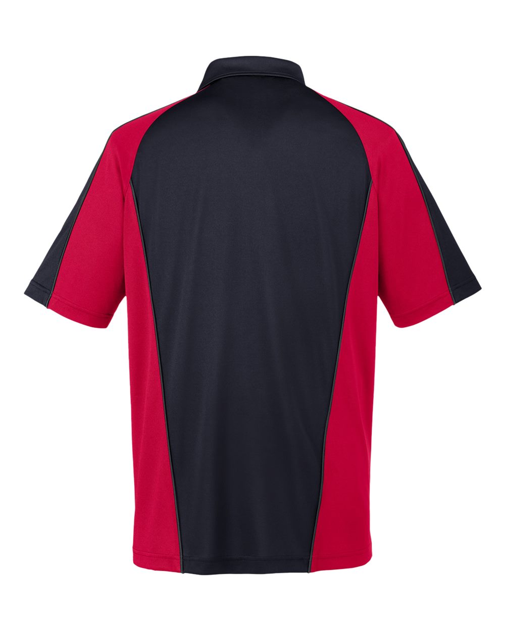 Harriton M385, 13951 Men's Advantage Snag Protection Plus Il Colorblock Polo, Black/ Red/ Dark Charcoal