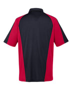 Harriton M385, 13951 Men's Advantage Snag Protection Plus Il Colorblock Polo, Black/ Red/ Dark Charcoal