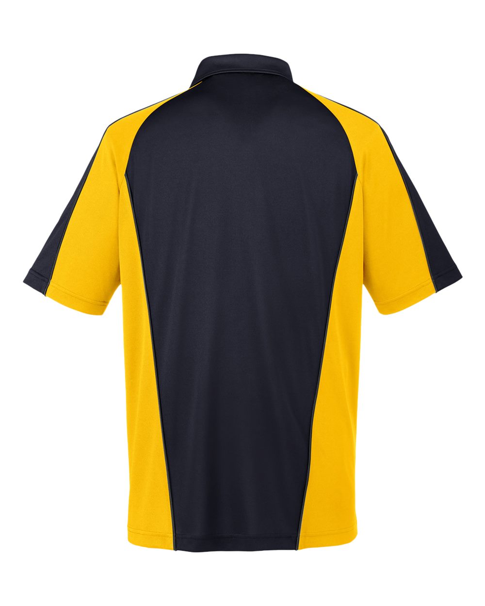 Harriton M385, 13951 Men's Advantage Snag Protection Plus Il Colorblock Polo, Black/ Sunray Yellow/ Dark Charcoal