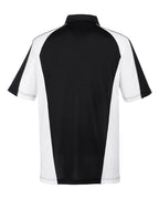 Harriton M385, 13951 Men's Advantage Snag Protection Plus Il Colorblock Polo, Black/ White/ Dark Charcoal