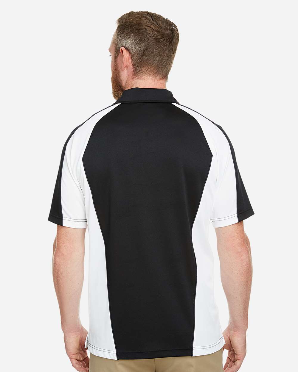 Harriton M385, 13951 Men's Advantage Snag Protection Plus Il Colorblock Polo, Black/ White/ Dark Charcoal