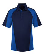 Harriton M385, 13951 Men's Advantage Snag Protection Plus Il Colorblock Polo, Dark Navy/ True Royal/ Dark Charcoal
