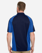 Harriton M385, 13951 Men's Advantage Snag Protection Plus Il Colorblock Polo, Dark Navy/ True Royal/ Dark Charcoal
