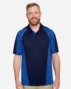 Harriton M385, 13951 Men's Advantage Snag Protection Plus Il Colorblock Polo, Dark Navy/ True Royal/ Dark Charcoal