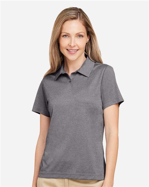 Team 365 TT51HW, Women's Zone Sonic Heather Performance Polo, Dark Grey Heather