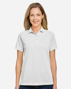 Harriton M208W, 13954 Women's Charge Snag And Soil Protect Polo, White