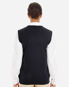 Harriton M415W, 13970 Women's Pilbloc V-neck Sweater Vest, Black