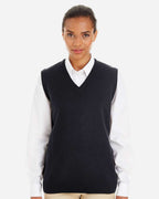 Harriton M415W, 13970 Women's Pilbloc V-neck Sweater Vest, Black
