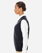 Harriton M415W, 13970 Women's Pilbloc V-neck Sweater Vest, Black