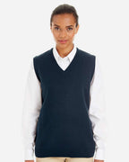 Harriton M415W, 13970 Women's Pilbloc V-neck Sweater Vest, Dark Navy