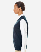 Harriton M415W, 13970 Women's Pilbloc V-neck Sweater Vest, Dark Navy