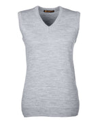 Harriton M415W, 13970 Women's Pilbloc V-neck Sweater Vest, Grey Heather