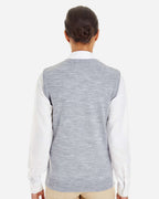 Harriton M415W, 13970 Women's Pilbloc V-neck Sweater Vest, Grey Heather