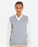 Harriton M415W, 13970 Women's Pilbloc V-neck Sweater Vest, Grey Heather