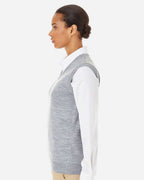 Harriton M415W, 13970 Women's Pilbloc V-neck Sweater Vest, Grey Heather