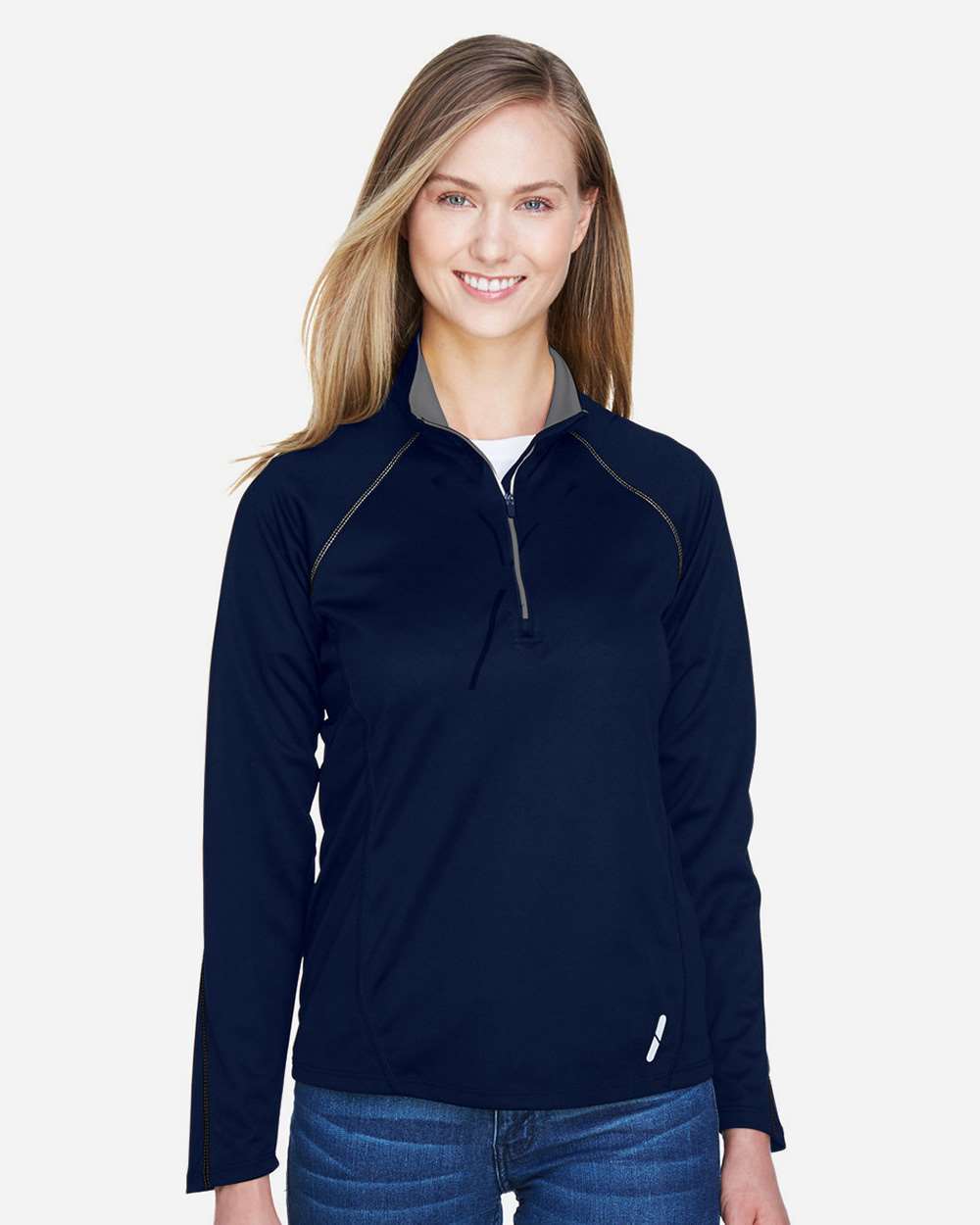 North End 14066, 78187 Women's Radar Performance Quarter-zip Pullover, Classic Navy