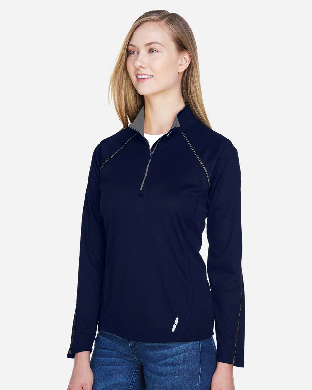 North End 14066, 78187 Women's Radar Performance Quarter-zip Pullover, Classic Navy