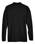 Harriton M265L, 14195 Men's Easy Blend Long Sleeve Polo, Black