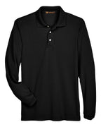 Harriton M265L, 14195 Men's Easy Blend Long Sleeve Polo, Black