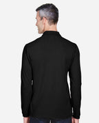 Harriton M265L, 14195 Men's Easy Blend Long Sleeve Polo, Black