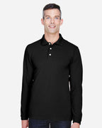Harriton M265L, 14195 Men's Easy Blend Long Sleeve Polo, Black