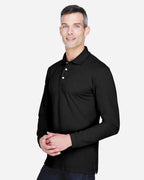 Harriton M265L, 14195 Men's Easy Blend Long Sleeve Polo, Black