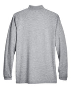 Harriton M265L, 14195 Men's Easy Blend Long Sleeve Polo, Grey Heather
