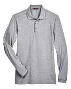 Harriton M265L, 14195 Men's Easy Blend Long Sleeve Polo, Grey Heather