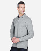 Harriton M265L, 14195 Men's Easy Blend Long Sleeve Polo, Grey Heather