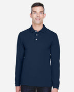 Harriton M265L, 14195 Men's Easy Blend Long Sleeve Polo, Navy