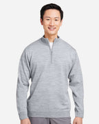 Harriton M421, 14196 Unisex Pilbloc Quarter-zip Pullover Sweater, Grey Heather