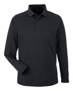 Harriton M208L, 14198 Men's Charge Snag And Soil Protect Long Sleeve Polo, Black