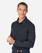 Harriton M208L, 14198 Men's Charge Snag And Soil Protect Long Sleeve Polo, Black