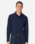 Harriton M208L, 14198 Men's Charge Snag And Soil Protect Long Sleeve Polo, Dark Navy