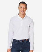 Harriton M208L, 14198 Men's Charge Snag And Soil Protect Long Sleeve Polo, White