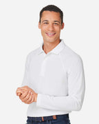 Harriton M208L, 14198 Men's Charge Snag And Soil Protect Long Sleeve Polo, White