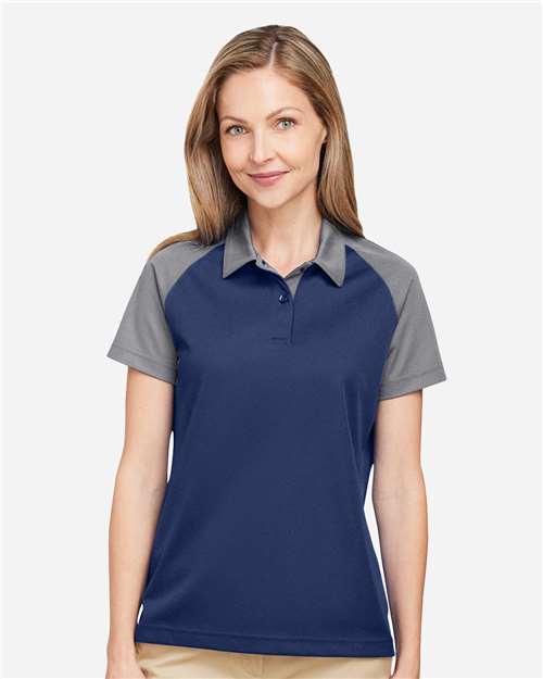 Team 365 TT21CW, Women's Command Snag-protection Colorblock Polo, Sport Dark Navy/ Sport Graphite