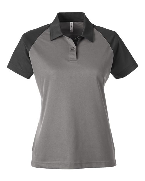 Team 365 TT21CW, Women's Command Snag-protection Colorblock Polo, Sport Graphite/ Black
