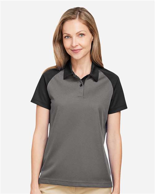 Team 365 TT21CW, Women's Command Snag-protection Colorblock Polo, Sport Graphite/ Black