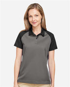 Team 365 TT21CW, Women's Command Snag-protection Colorblock Polo, Sport Graphite/ Black