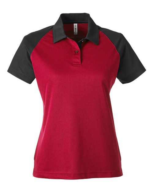 Team 365 TT21CW, Women's Command Snag-protection Colorblock Polo, Sport Red/ Black
