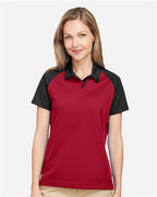 Team 365 TT21CW, Women's Command Snag-protection Colorblock Polo, Sport Red/ Black