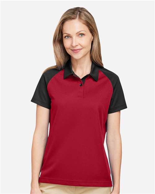 Team 365 TT21CW, Women's Command Snag-protection Colorblock Polo, Sport Red/ Black