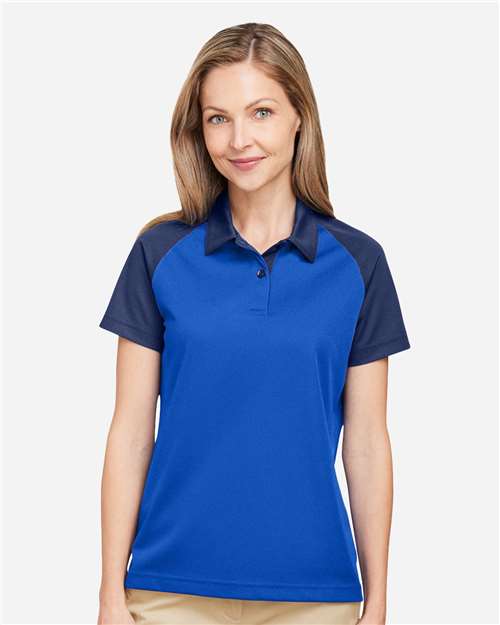 Team 365 TT21CW, Women's Command Snag-protection Colorblock Polo, Sport Royal/ Sport Dark Navy