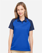 Team 365 TT21CW, Women's Command Snag-protection Colorblock Polo, Sport Royal/ Sport Dark Navy