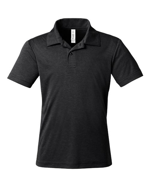 Team 365 TT51HY, Youth Zone Sonic Heather Performance Polo, Black Heather
