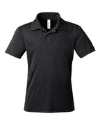 Team 365 TT51HY, Youth Zone Sonic Heather Performance Polo, Black Heather