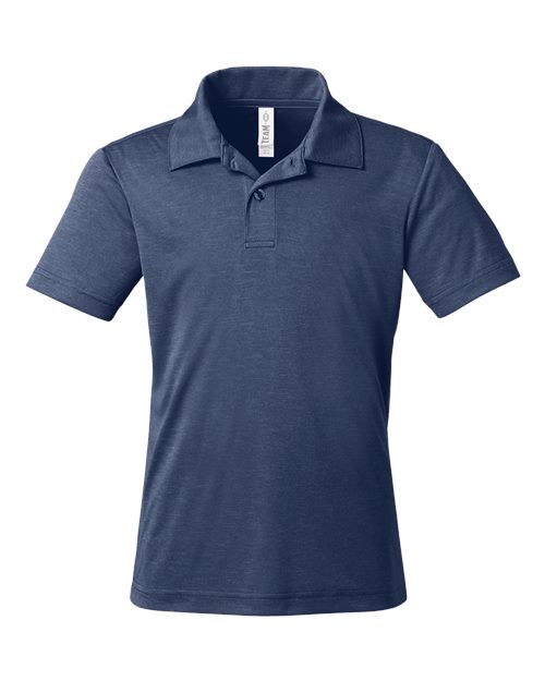Team 365 TT51HY, Youth Zone Sonic Heather Performance Polo, Sport Dark Navy Heather