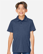 Team 365 TT51HY, Youth Zone Sonic Heather Performance Polo, Sport Dark Navy Heather