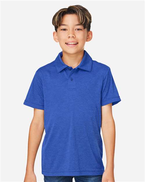 Team 365 TT51HY, Youth Zone Sonic Heather Performance Polo, Sport Royal Heather